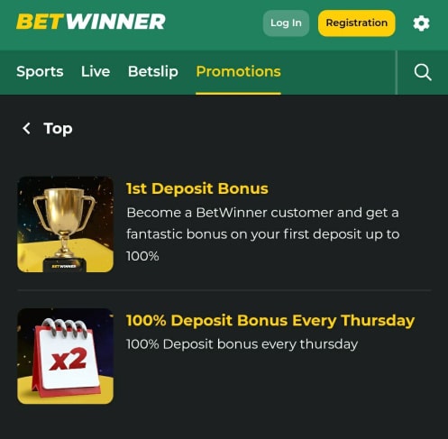 Deposit bonuses at Betwinner Kenya