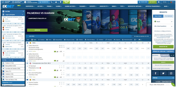 1xBet Brasil Home Page
