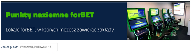 W Polsce znajdziemy na ten moment 75 punktów stacjonarnych ForBET