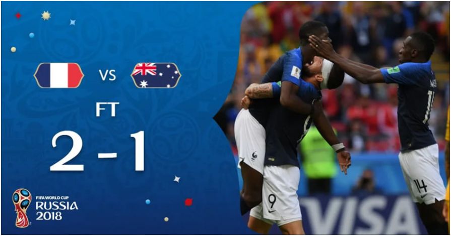 France cruised past Australia by 2-1 in the 2018 World Cup