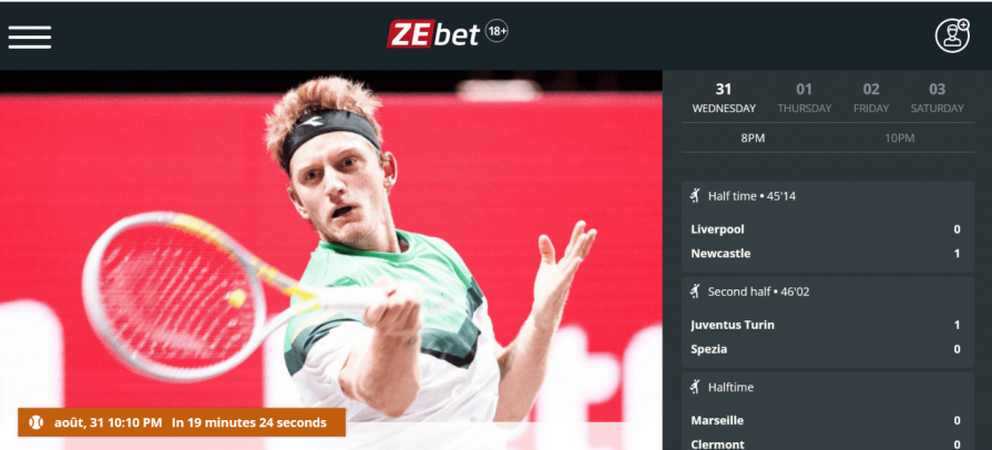 Zebet homepage