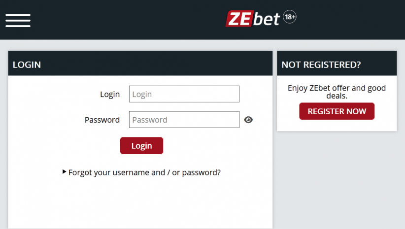 Account registration at Zebet