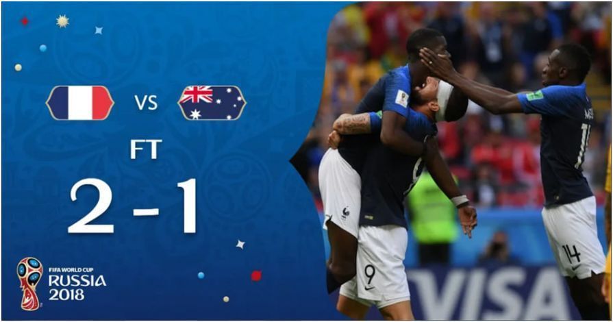 La Francia ha battuto l'Australia per 2-1 ai Mondiali 2018