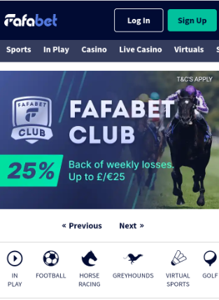 Fafabet homepage