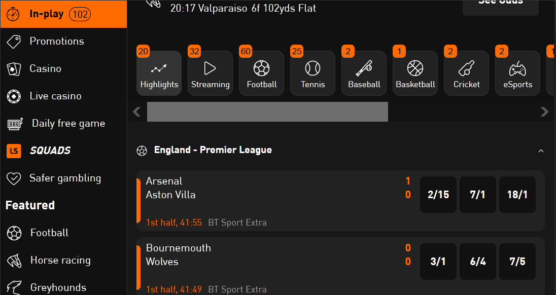 LiveScore Bet in-play betting