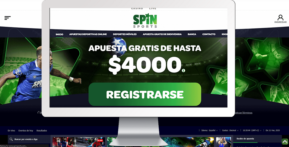 La página web de Spin Sports