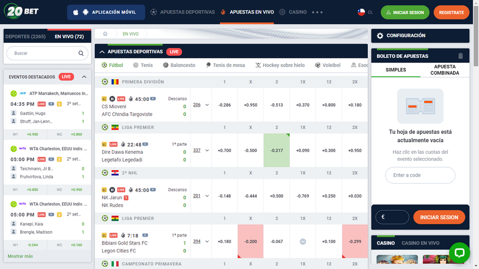 20bet Chile es una plataforma segura de apuestas deportivas online