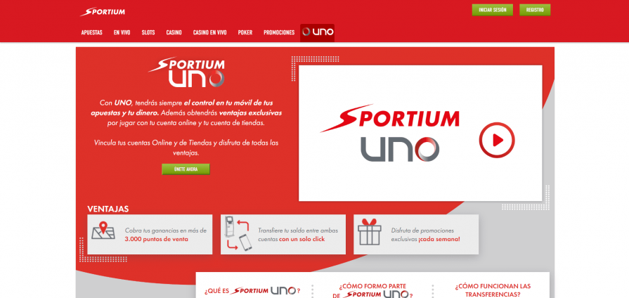Página web oficial de Sportium