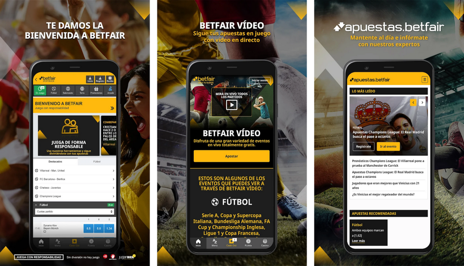 Aplicación móvil Betfair para apuestas deportivas
