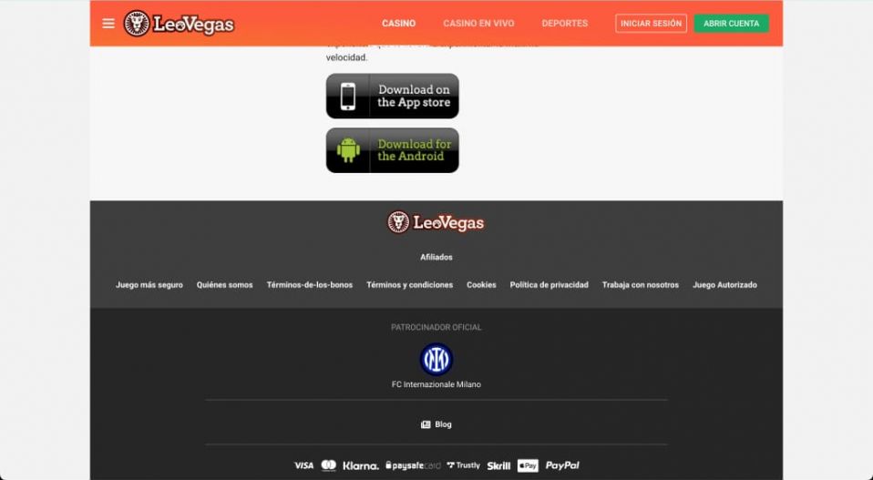Descargar la aplicación móvil de LeoVegas