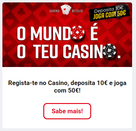 Bónus de boas-vindas casino Betclic