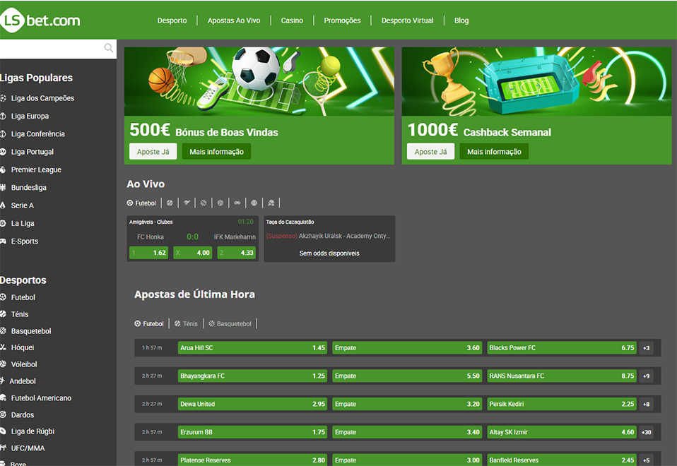 Página inicial de Apostas desportivas LSBet