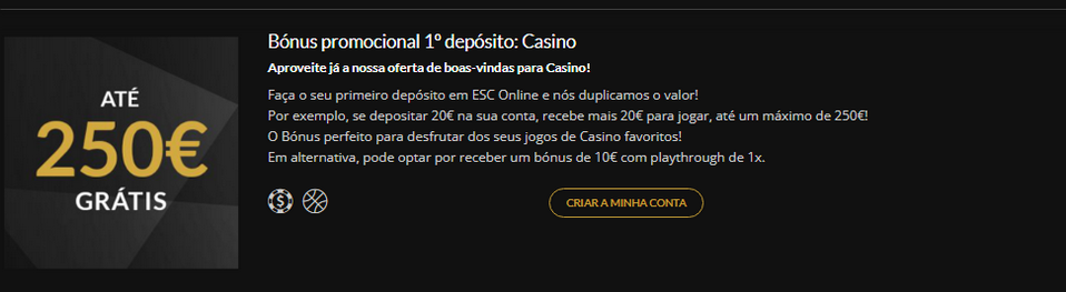 Bónus de Primeiro Depósito Casino - Esc Online