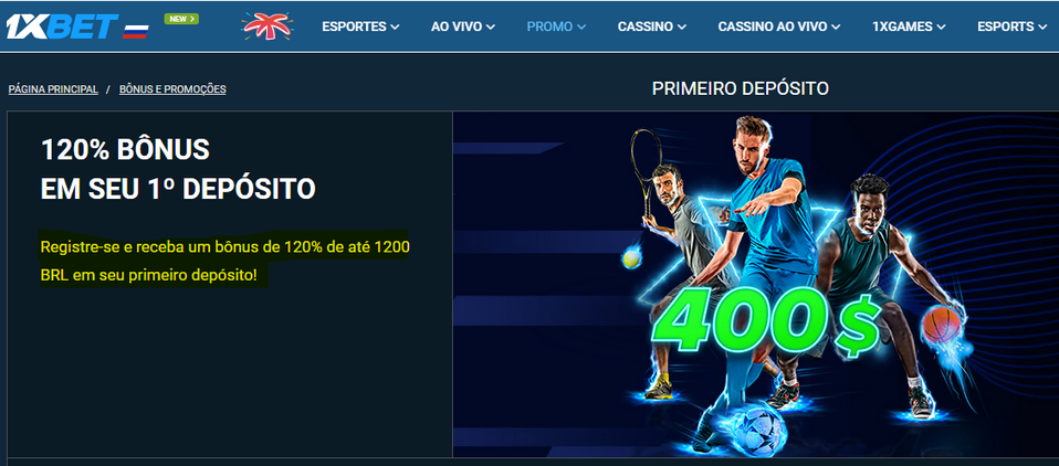 Bónus da empresa bookmaker 1xbet, Bónus de primeiro depósito.