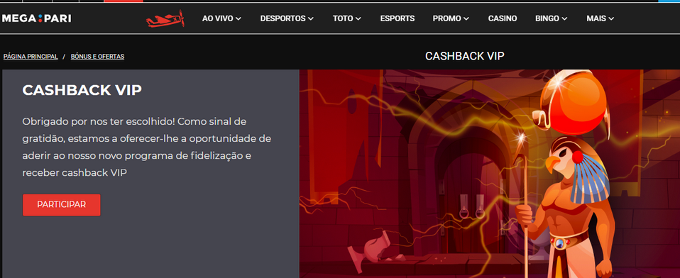 Bónus de cashback VIP Megapari