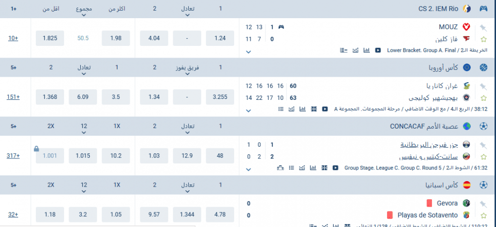 إعلانات الأحداث الرياضية على موقع المراهنات في مصر