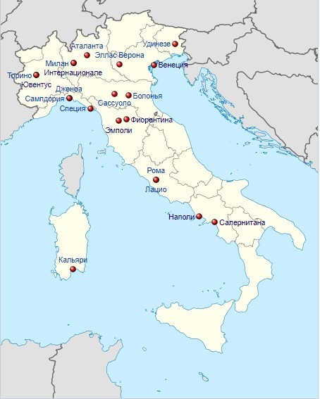 География участников Серии А сезона 2021/2022
